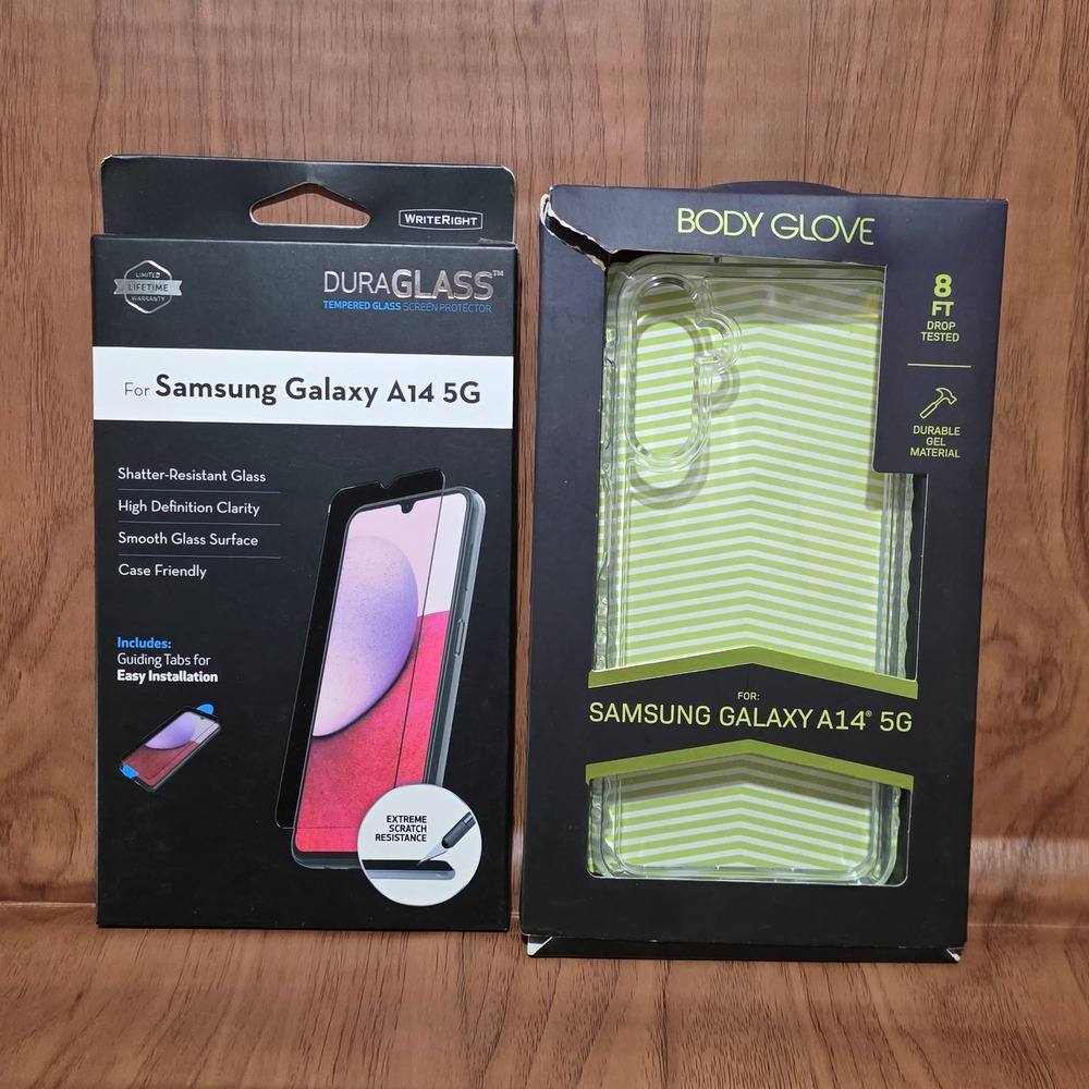 Body Glove Case & DuraGlass Screen Protector for Samsung Galaxy A14 5G Bundle